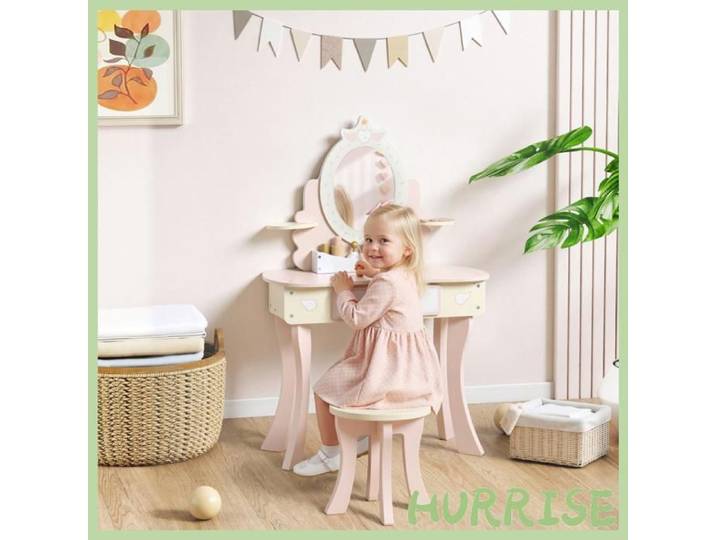 Cocosity Coiffeuse Enfant Fille Table De Maquillage 2 En 1 Avec 7 Accessoires De Jeu Miroir En Acrylique 59 8X29 6X89 8Cm Rose