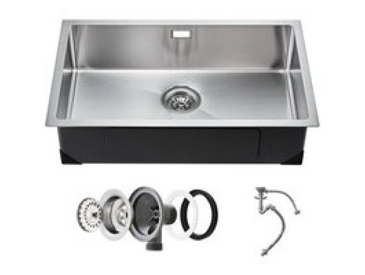VEVOR Évier de cuisine, 70 cm, évier sous plan en acier inox 304, évier à encastrer cuve simple avec accessoires, évier de lave-vaisselle ménager pour camping-car, cuisine de préparation, buanderie