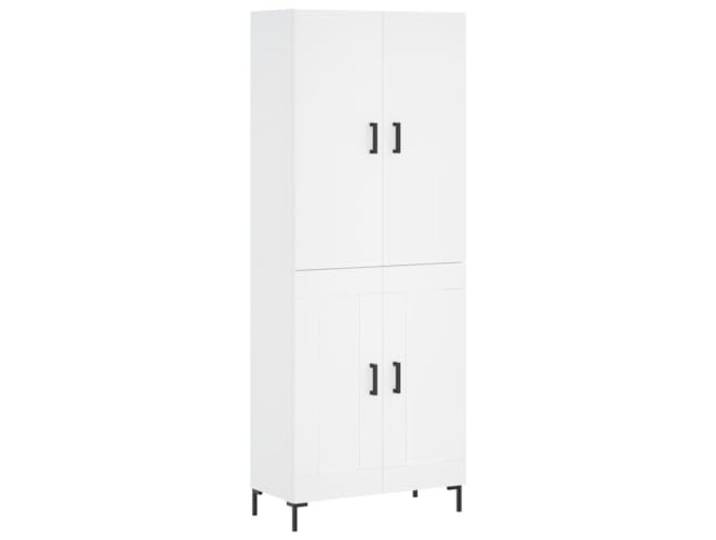Highboard Weiß 69,5x34x180 cm Holzwerkstoff mit Türen Viel Stauraum, Metallfüße, feuchtigkeitsbeständig, glatte Oberfläche, stabiles Möbelstück