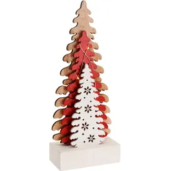 Weihnachtsbaum-Trio mit LED Beleuchtung - rot weiß - Weihnachtsdeko Dekoration 30 cm