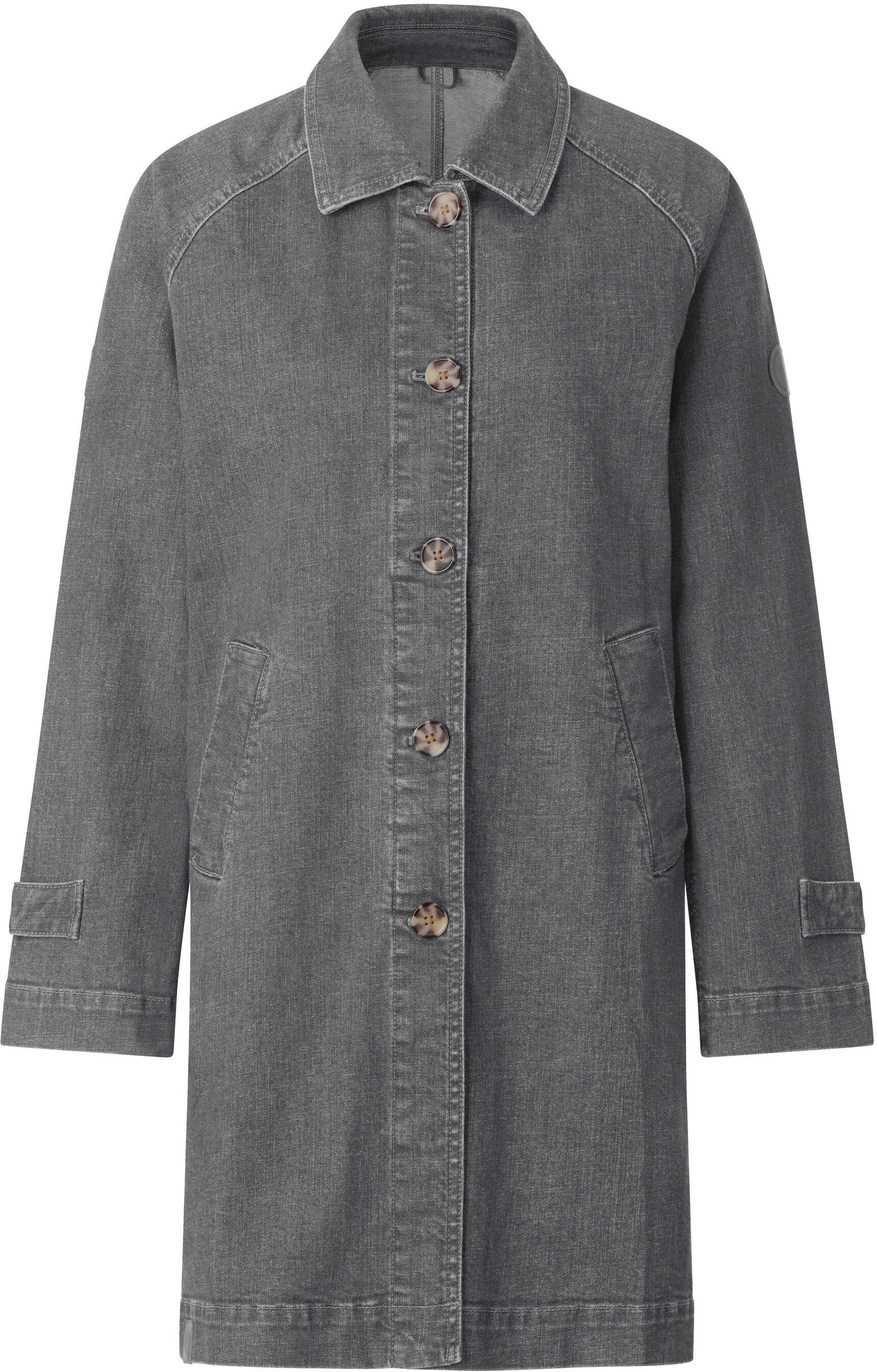 Kurzjacke WITT "Jeans-Mantel Kurzmantel aus weichem Denim", Damen, Gr. 44, grau (stone, grau, denim), Denim/Jeans, , Sportlich, Jacken Kurzjacke