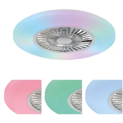 RGB LED Deckenventilator Ventilator Wohnzimmerlampe RGB Weiß lackiert H 15,4 cm