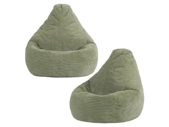 Icon Dalton Cord Sitzsack Kinder mit Füllung, 2er Pack, Grün