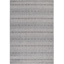 Carpetsale24 In- & Outdoor Teppich Läufer 80x150 cm, Wetterfest & Robust, Ethno Look Boho-Design in Grau & Creme, für Terrasse, Balkon, Küche