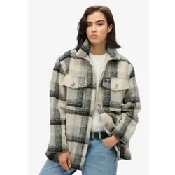 Superdry für Damen. W4010448A Dickes ungefüttertes beiges Hemd (XS), Lässig, Polyester, Langarm