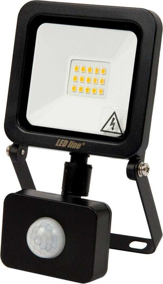 LED-Line 10W LED-schijnwerper met bewegingssensor, IP65 waterdicht, koud wit 6000K, 800lm buitenverlichting