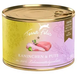 Terra Felis 200 Gramm Katzennassfutter Sparpaket 24 x 200 Gramm Kaninchen mit Pute