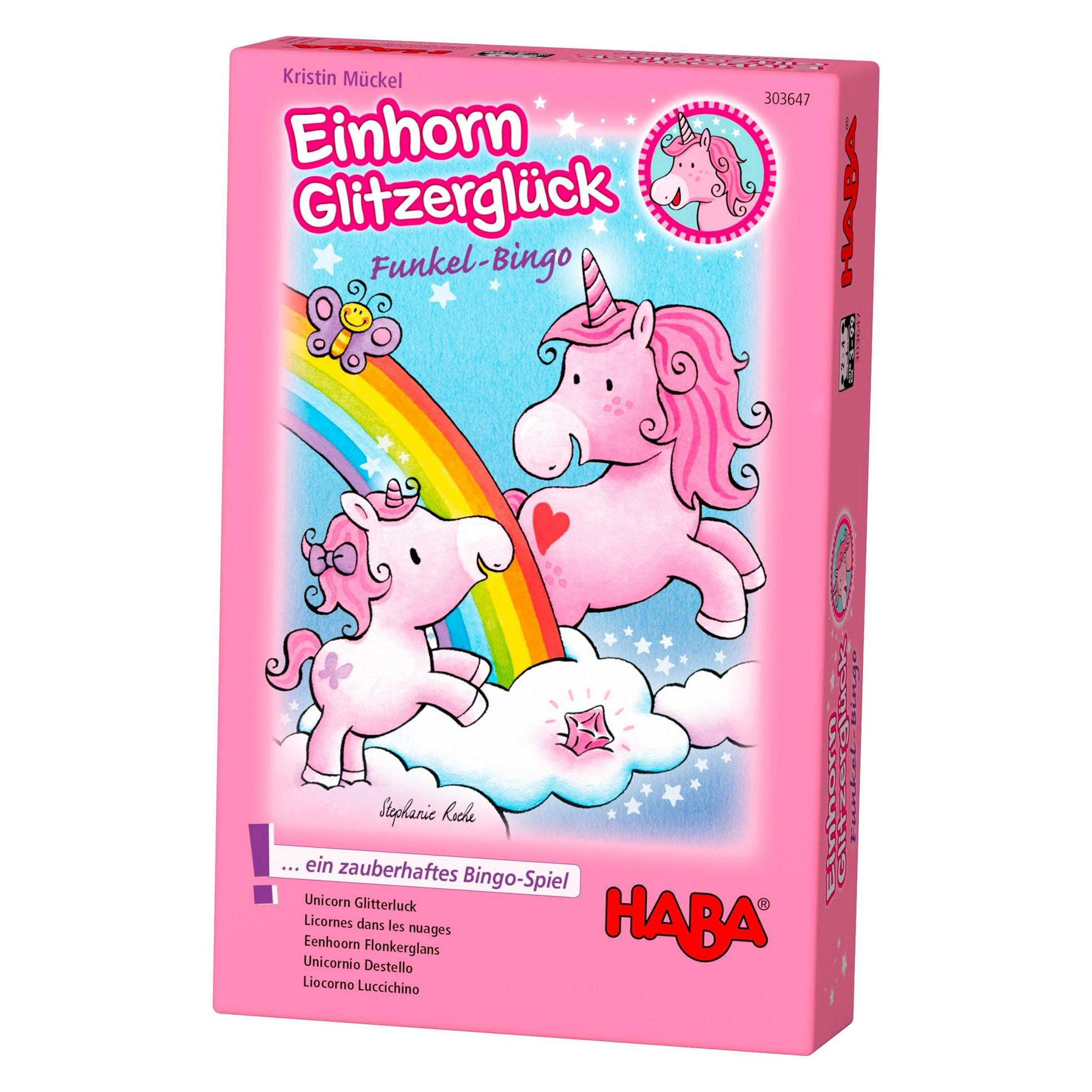 Haba Einhorn Glitzerglück - Funkel-Bingo (Deutsch, Englisch, Französisch, Italienisch, 2 - 4 Spieler) (303647)