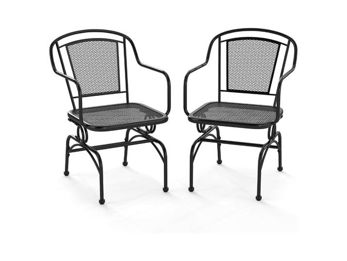 chaises de jardin en métal, chaises de patio avec mouvement à bascule doux, chaises de balcon avec dossier et siège en maille, chaises à bascule