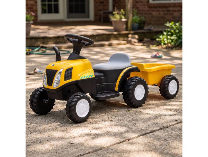 AIYAPLAY Tracteur Enfant 6V Remorque Amovible Jaune 1-3 ans