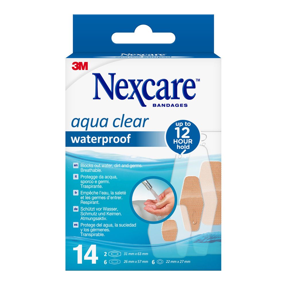 Nexcare Aqua Clear waterproof assortiert 3 Größen 14 St Pflaster