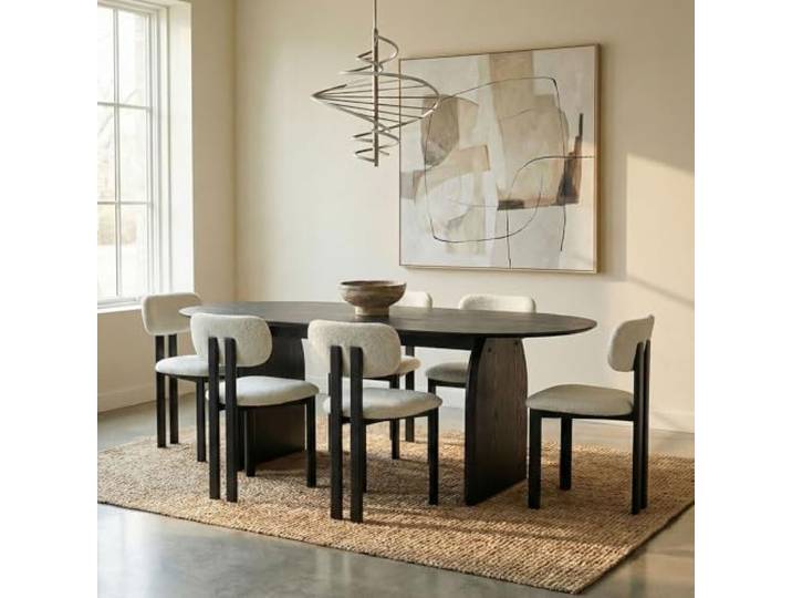 IDIMEX Essgruppe MALA/Franca mit Tisch und 6 Stühlen, Schwarz/Weiß- Esstisch oval 180 x 90 cm, robuste MDF Tischplatte, Esszimmermöbel Set, Stühle mit Stoffbezug [max. Belastbarkeit 120 kg]