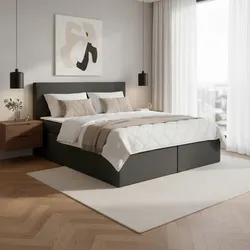 Boxbett Lucy 2 Dunkelgrau ca. 180x200 cm mit Topper