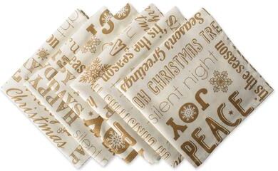 DII Design Imports Gold Christmas Collage Napkin Set (Set of 6)