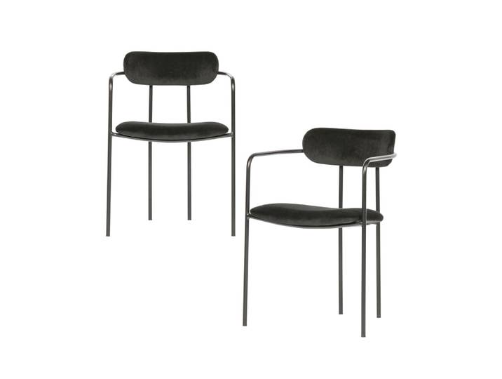 Lot de 2 chaises de table en velours noir