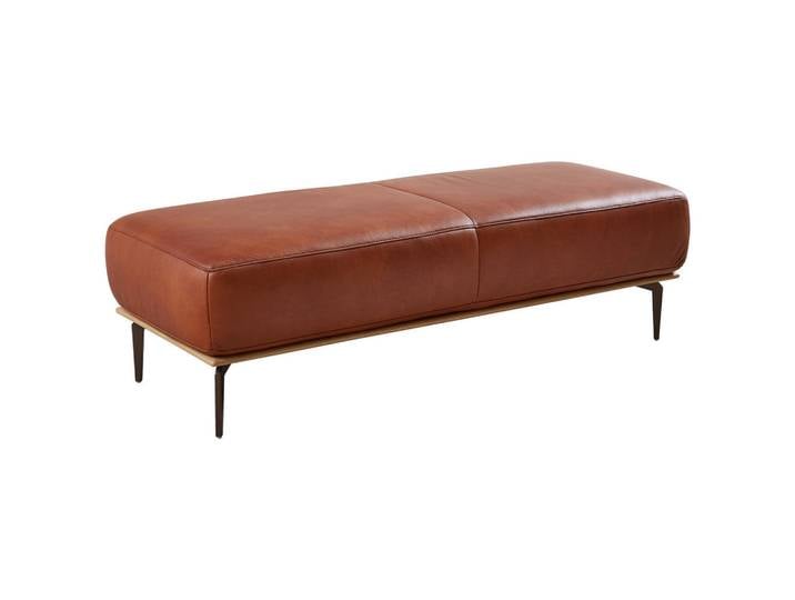 Valnatura Hocker 16580 Sprint, Cognac, Metall, Echtleder, Longlife-Leder, Vintage-Leder, Eiche, Vintage, rechteckig, 151x44x61 cm, Goldenes M, Emas, Dgm, Fußauswahl, Lederauswahl, Stoffauswahl, erweiterbar (Typenauswahl), Wohnzimmer, Hocker, Sitzhocker