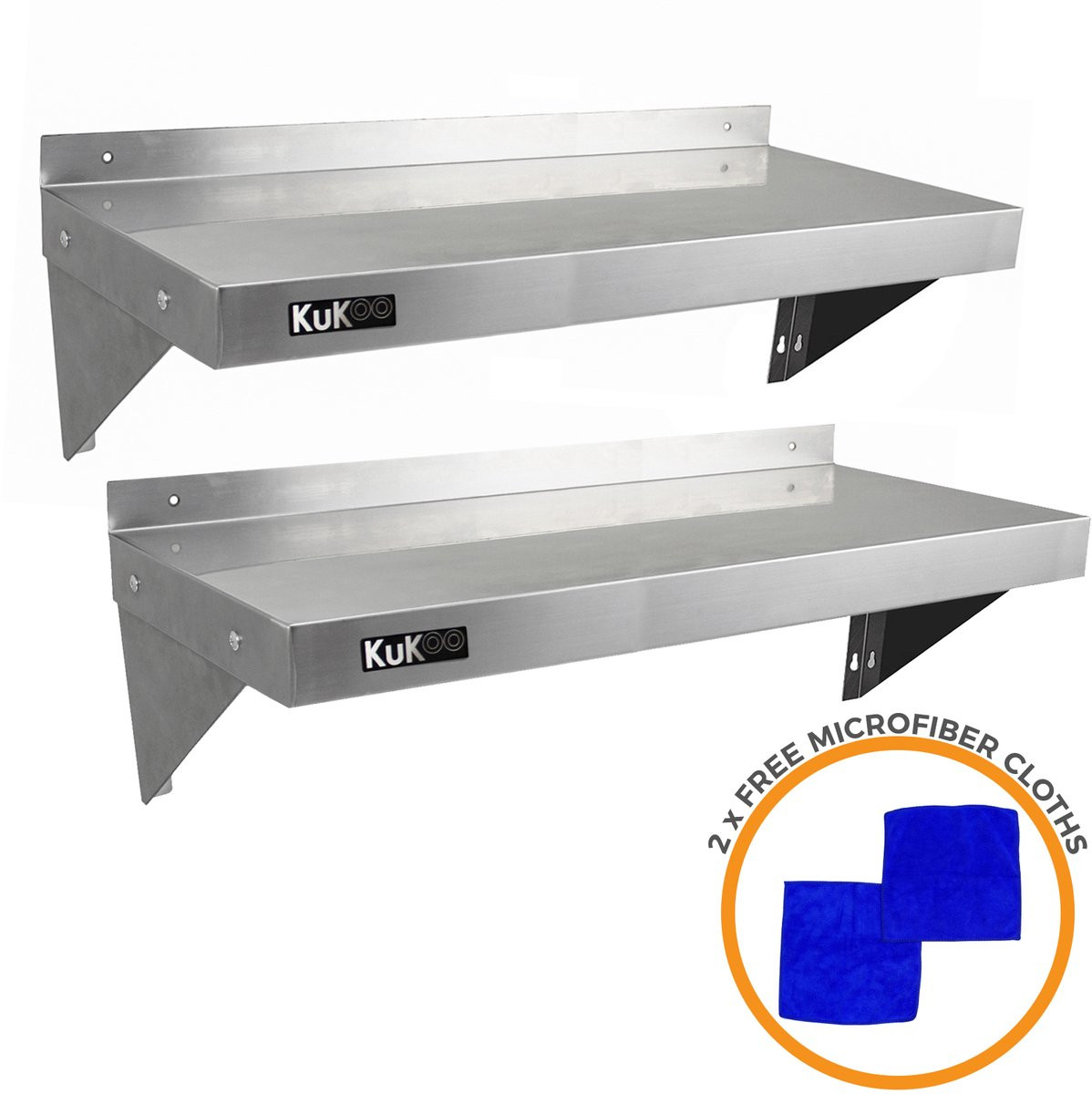 KuKoo Commerciële Rvs Keuken Wandplank voor Professionals, Breedte: 100 cm, Diepte: 30 cm