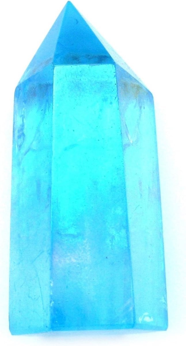 Aqua Aura Kristalpunt Gepolijst Bergkristal