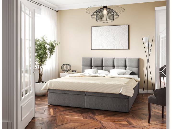 Boxbett Sunook 140 x 200cm Strukturstoff Cully Grau