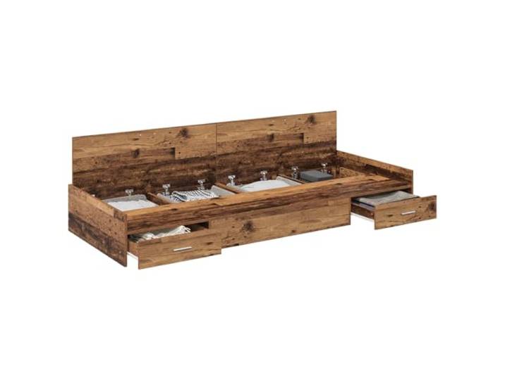 PUGYNBK Bettgestell mit Schublade aus Holz, 90 x 190 cm Massives Kiefernholz und Sperrholz, weiches Kopfteil, Türen mit Scharnieren, organisierte Aufbewahrung