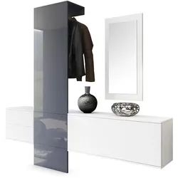 GARDEROBE Carlton Paneel in Grau Hochglanz