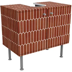 WASCHBECKENUNTERSCHRANK Fischschuppen Fliesen Terracotta 60/55/35 cm