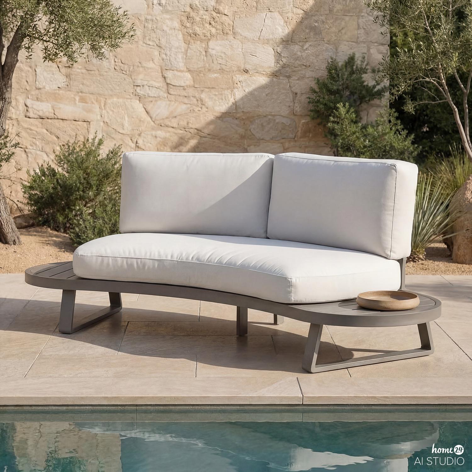 home24 Loungesofa - Aluminium / Polyester - Grau