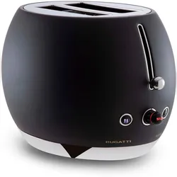 BUGATTI – Romeo Toaster, schwarze Farbe – einfarbige Oberfläche – 220–240 Volt