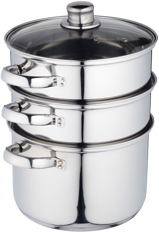 KitchenCraft Clearview 3 Tier Steamer Basket Silver 18 cm