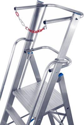 Alu-Stufen-Stehleiter, mit großer Standplattform, mit Sicherheitsbügel und Kette, 6 Stufen