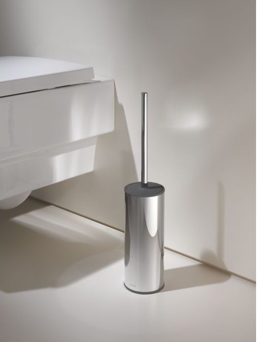 KEUCO Moll Toilettenbürstengarnitur 0496900101 mit Metallgehäuse, Bürste mit Deckel, Standmodell, verchromt/anthrazit