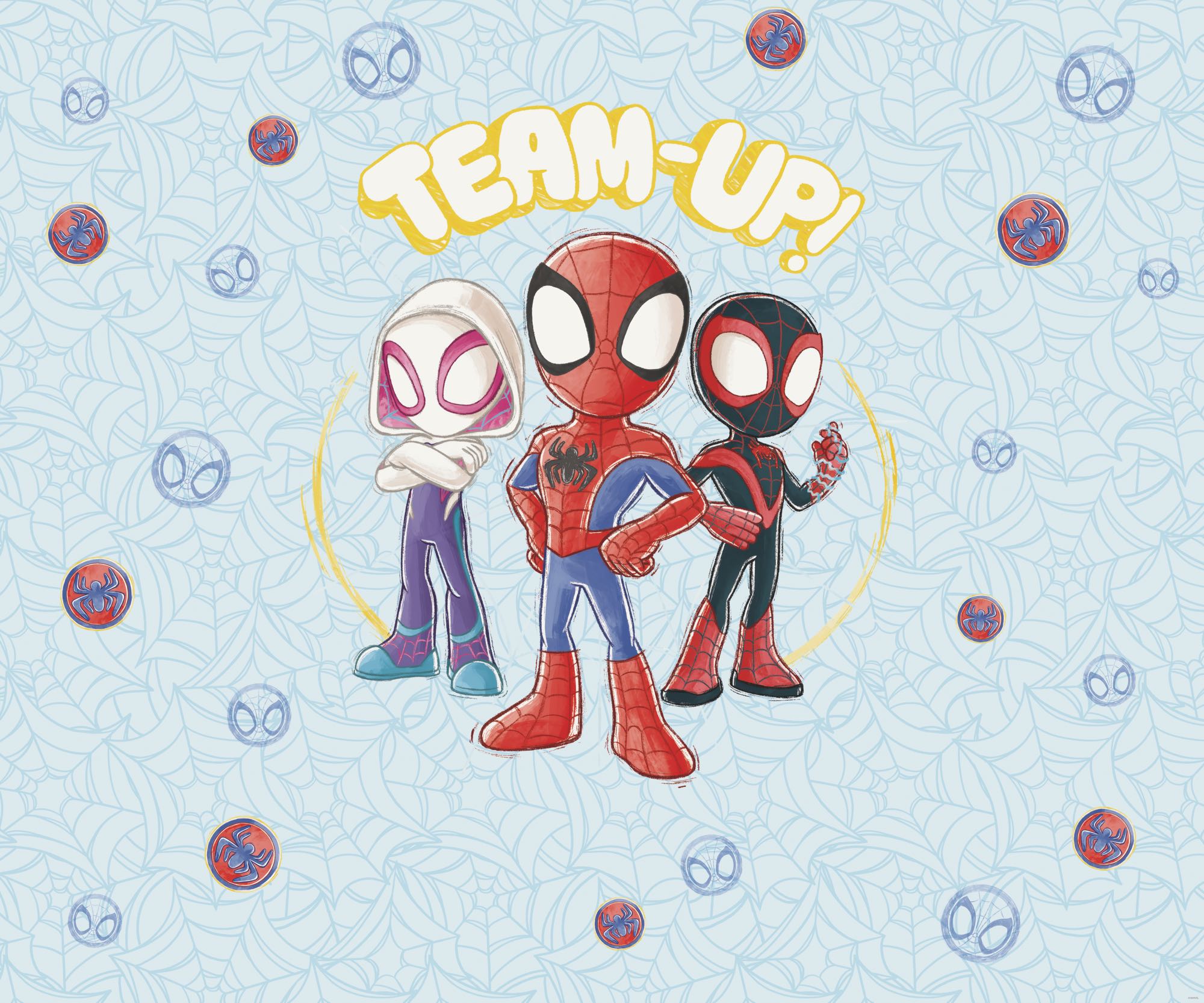 Fototapete KOMAR "Marvel Spidey and his Amazing Friends Team Up", blau,rot, B:3m H:250m, Vlies, Tapeten, Fototapete blau,rot B/L: 3m, Rollen: 1