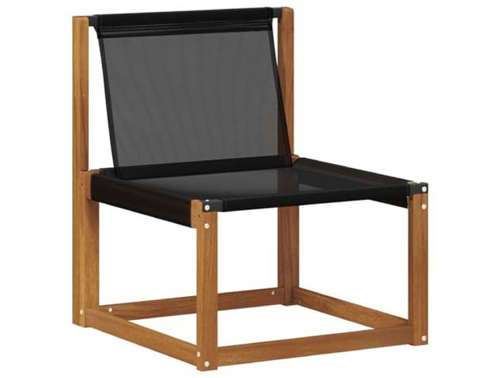 KTHLBRH Modulares Sofa für den Außenbereich, 3-teilig, Natur und Schwarz Massives Akazienholz, Textilene, verblasst nicht, inklusive Kissen, für Garten und Balkon