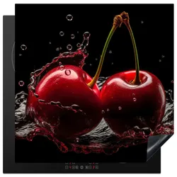 HERDABDECKPLATTE Kirsche - Rot - Frucht - Wasser - Schwarz Induktionsmatte 78x78 cm
