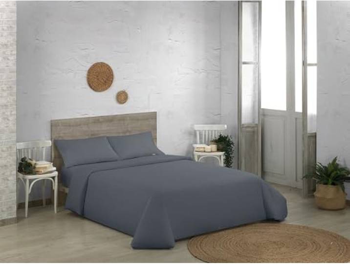Funda nórdica de algodón orgánico color ceniza. Cama de 180/200 cm.