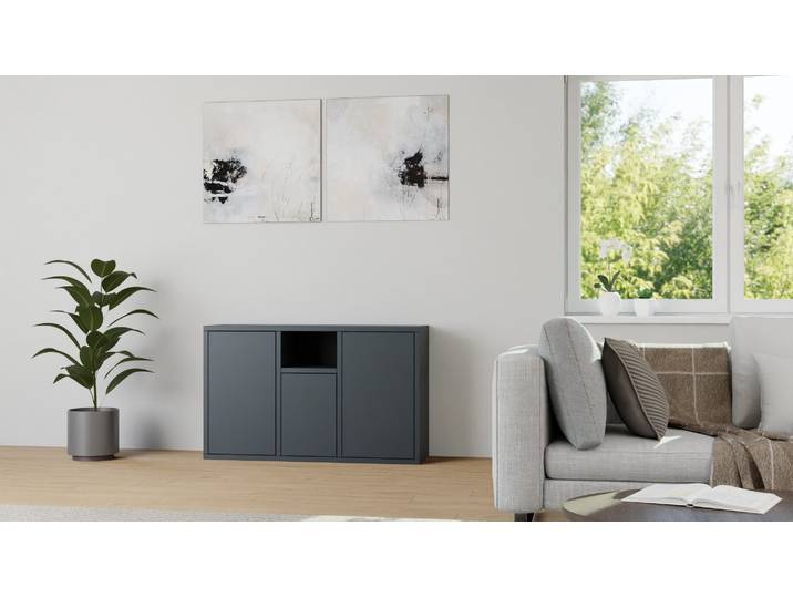 Lusini Kommode MDF Lackiert Anthrazit­grau RAL&nbsp;7016