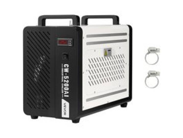 VEVOR Industrieller Wasserkühler 1,6 kW, Wasserkühlsystem mit Kompressor, max. Durchflussmenge 16 L/min, Tankinhalt 7 L, Industrial Water Chiller für CO2-Lasergravur- & -schneidmaschinen