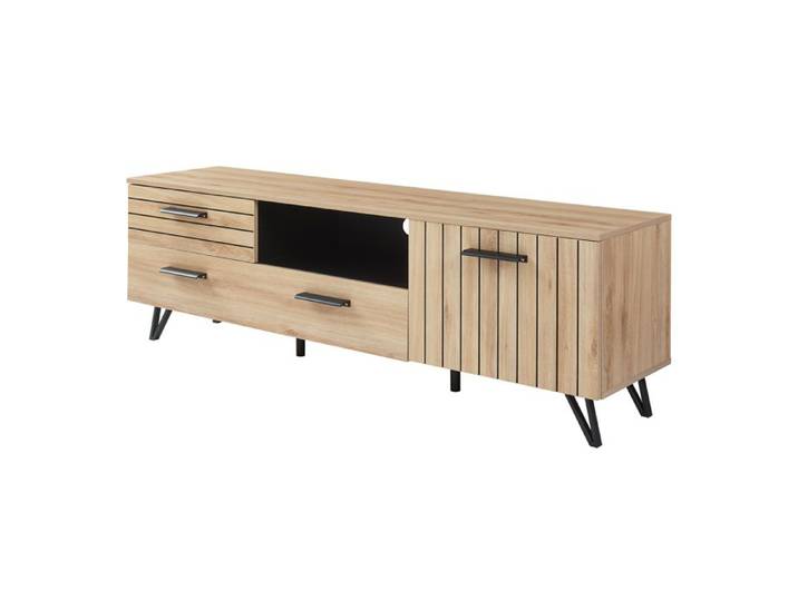 Meuble TV Noppen 150 x 38 x 49 cm effet chêne noir