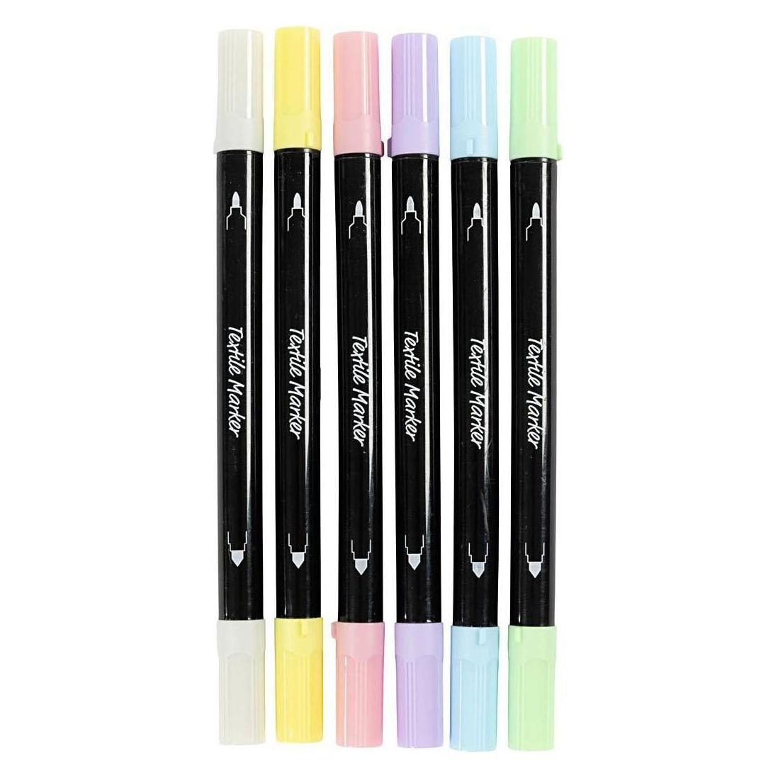Creativ Company Doppelseitige Stoffmarker - leuchtende Farben, 6 Stk. (6x) (5712854796095)