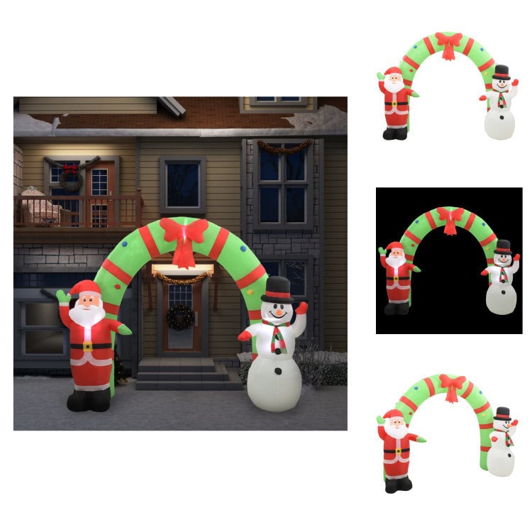 vidaXL Opblaasbare kerstman en sneeuwpop decoratieve boog met LED-verlichting, 223 cm