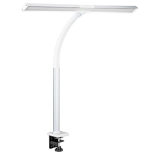 FeinTech LTL00320E LED Bureaulamp met Klemvoet, Wit-Zilver