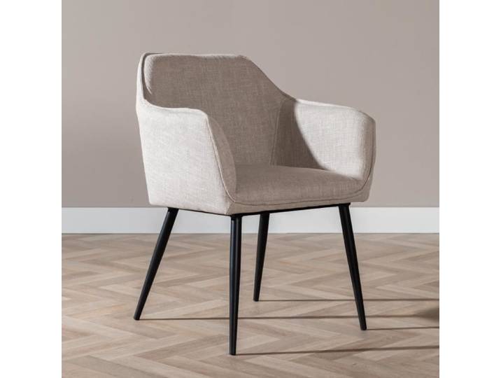 Livin24 Chaise de salle à manger Ciara tissu lin taupe