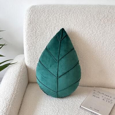 Uplifted Trends Leaf Shaped Pillow Nordic Decor Cushion For Sofa Minimalist Green Accent Pillow leaves Dark Green