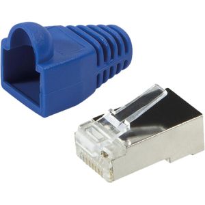 LogiLink Modularstecker MP0014, blaue Tülle, Cat.5e, RJ45, geschirmt, zum Crimpen, 100 Stück