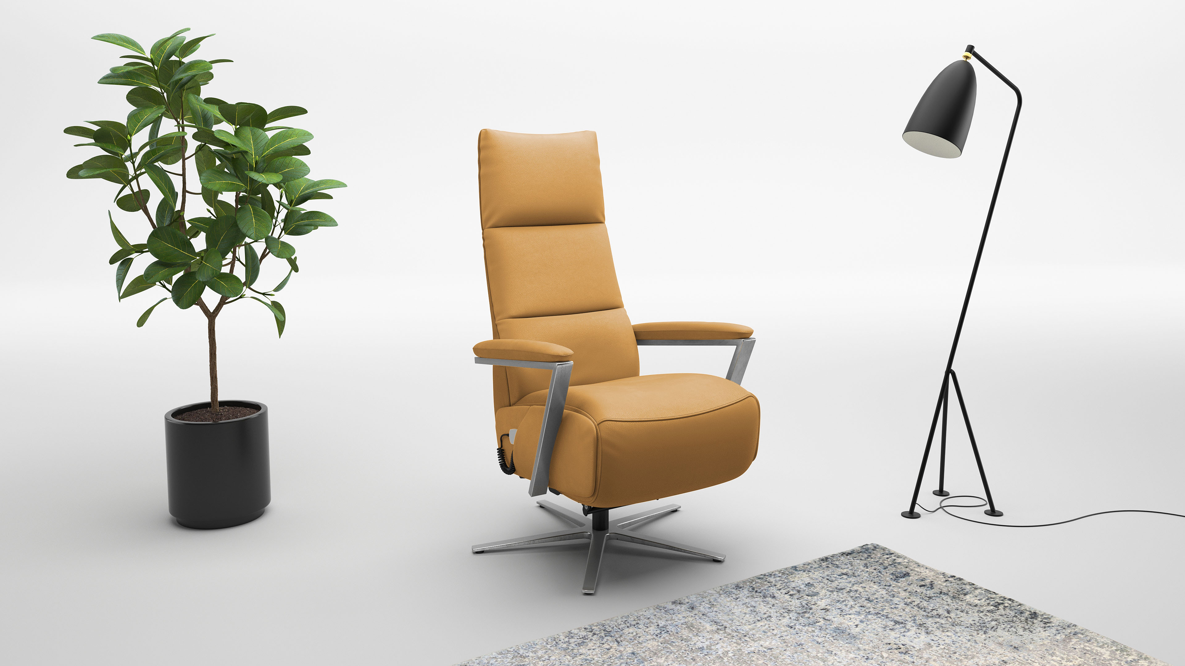Sit & More sit&more "Vario mit Kopfteilverstellung & Drehfunktion, weitere Funktionen" Ergonomie S: elektr. Fussstütze, Rückenlehne & Aufstehhilfe, Herz-Waage curry Leder, Ergonomie S, B/H/T: 70cm x 111cm x 85cm