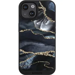 Nivocase Handyhülle für Apple iPhone 15 Hülle NIVOpure Case Schwarz Glitzer Look Marmor Trends (Apple iPhone 15), Smartphone Hülle, Schwarz