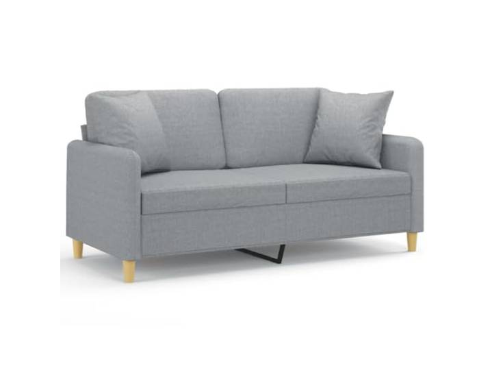 RJPLMFV 2-Sitzer-Sofa, hellgrau, 140 cm, Stoff Robuster Metallrahmen, atmungsaktiver Stoff, langlebig, dekorative Kissen inklusive, bequem