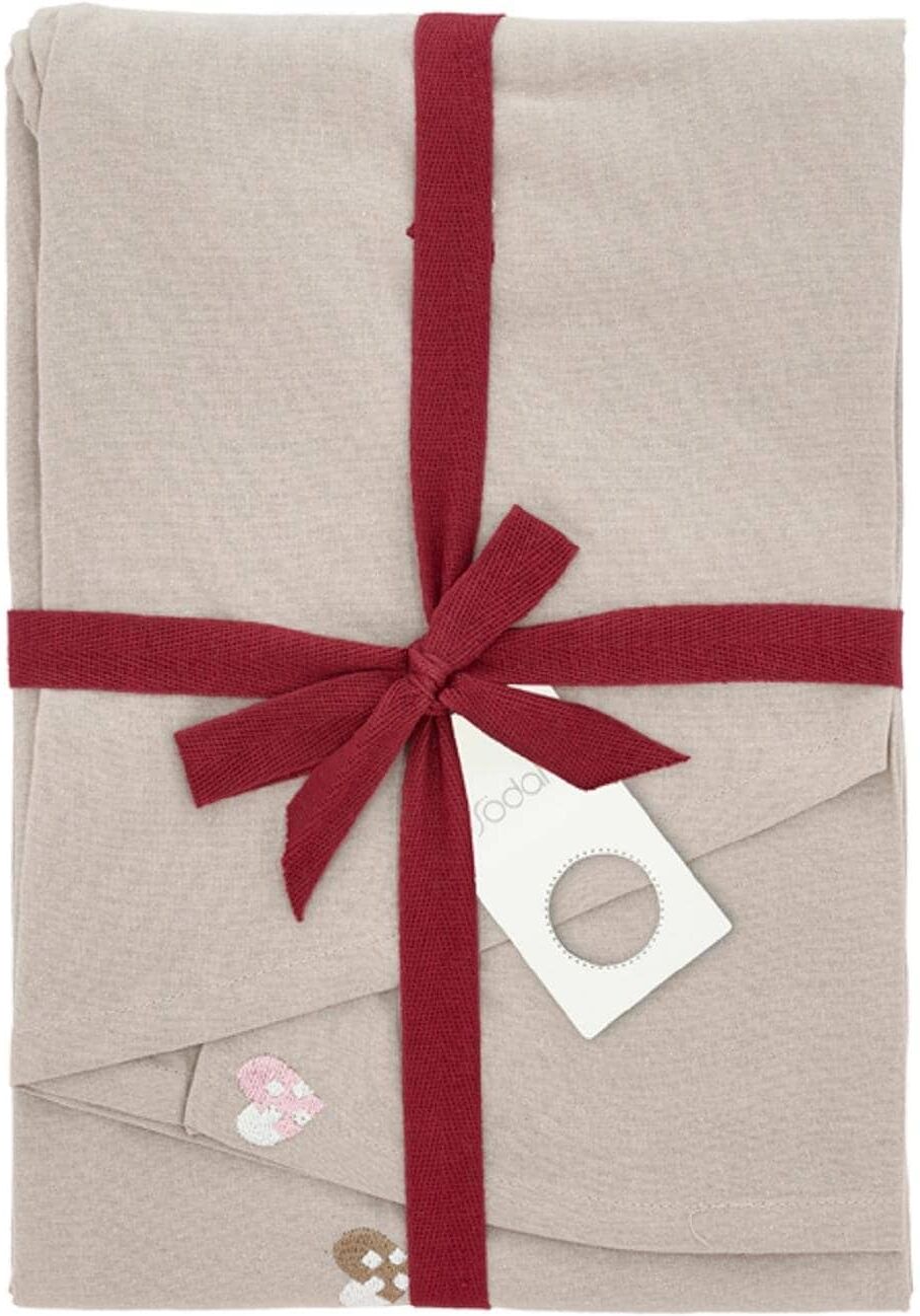 Tischdecke SÖDAHL "Christmas Hearts", beige (beige, rosé), B:140cm L:180cm, Baumwolle, Tischdecken, Tischdecke beige, rosé B/L: 140cm x 180cm