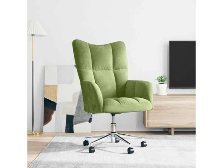 NLQMSU Relaxsessel, hellgrün, Velours, drehbar, mit Rollen Gas-Mechanismus, stabiler Stahlrahmen, 360°, bequemer Schaumstoff, für Büro und Wohnzimmer