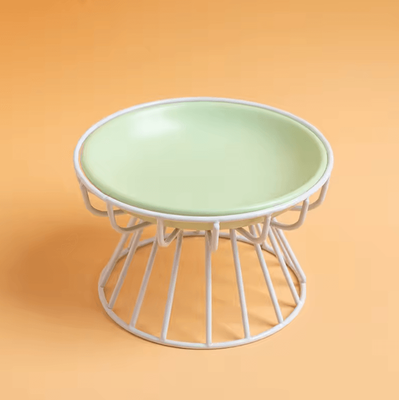 Inspire Curations ElevaDish Raised Ceramic Cat Bowl Set green